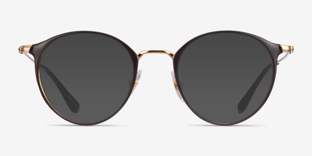 Ray-Ban RB6378 Brown Gold MetalEyeglass Frames from EyeBuyDirect, with Tinted Lenses