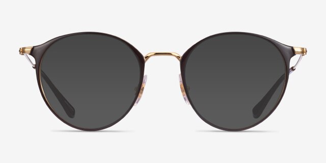 Ray-Ban RB6378 Brown Gold MétalMontures de lunettes de vue d'EyeBuyDirect, Avec des Verres Teintés