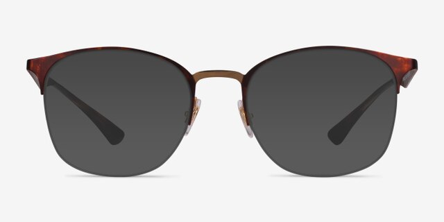 Ray-Ban RB6422 Tortoise Gold MetalEyeglass Frames from EyeBuyDirect, with Tinted Lenses