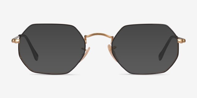 Ray-Ban RB6456 Black Gold MetalEyeglass Frames from EyeBuyDirect, with Tinted Lenses