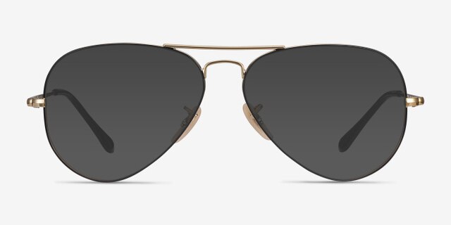 Ray-Ban RB6489 Aviator Black Gold MetalEyeglass Frames from EyeBuyDirect, with Tinted Lenses