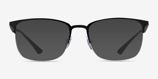 Ray-Ban RB6421 Matte Black Silver MetalEyeglass Frames from EyeBuyDirect, with Tinted Lenses