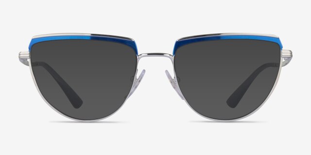 Vogue Eyewear VO4230 Blue Shiny Silver MetalEyeglass Frames from EyeBuyDirect, with Tinted Lenses