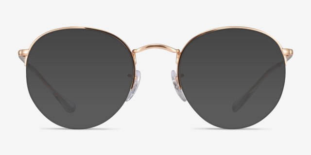 Ray-Ban RB3947V Round Gaze Rose Gold MetalEyeglass Frames from EyeBuyDirect, with Tinted Lenses