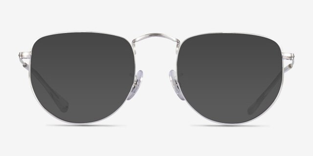 Ray-Ban RB3958V Elon Shiny Silver MetalEyeglass Frames from EyeBuyDirect, with Tinted Lenses