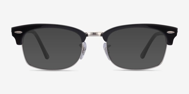 Ray-Ban Clubmaster Square Black & Silver AcetateEyeglass Frames from EyeBuyDirect, with Tinted Lenses