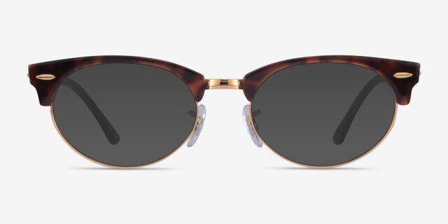 Ray-Ban Clubmaster Oval Tortoise & Gold AcétateMontures de lunettes de vue d'EyeBuyDirect, Avec des Verres Teintés