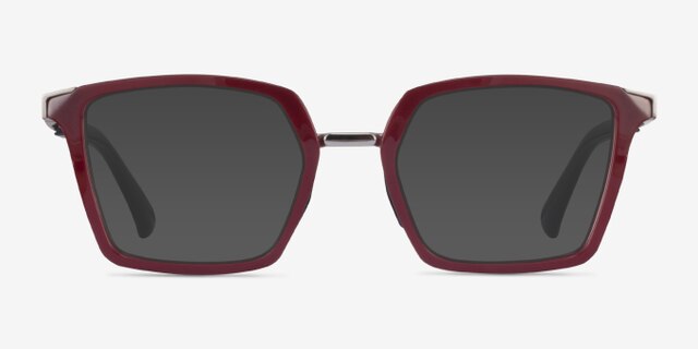 Oakley Sideswept Rx Burgundy & Silver MetalEyeglass Frames from EyeBuyDirect, with Tinted Lenses