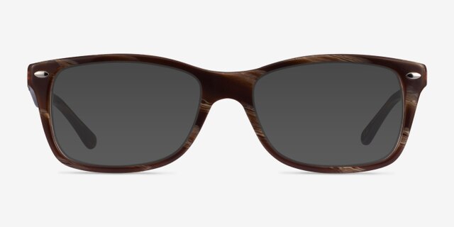 Ray-Ban RB5228 Brown Striped AcetateEyeglass Frames from EyeBuyDirect, with Tinted Lenses