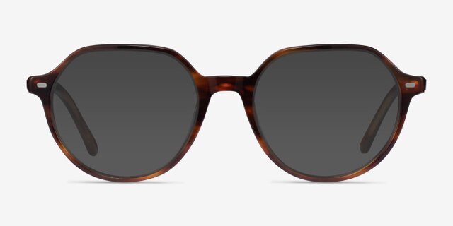 Ray-Ban RB5395 Thalia Striped AcetateEyeglass Frames from EyeBuyDirect, with Tinted Lenses