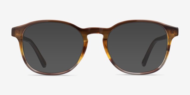 Ray-Ban RB5417 Striped Brown AcetateEyeglass Frames from EyeBuyDirect, with Tinted Lenses