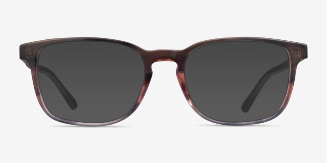 Ray-Ban RB5418 Striped Brown Red AcetateEyeglass Frames from EyeBuyDirect, with Tinted Lenses