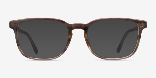 Ray-Ban RB5418 Striped Brown Green AcetateEyeglass Frames from EyeBuyDirect, with Tinted Lenses
