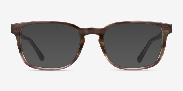 Ray-Ban RB5418 Striped Brown AcetateEyeglass Frames from EyeBuyDirect, with Tinted Lenses