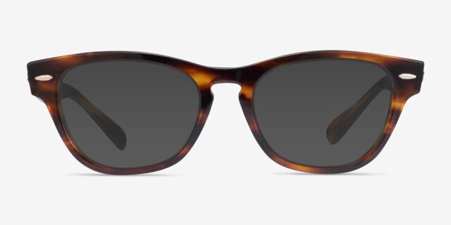 Ray-Ban RB2201V Laramie Shiny Striped Tortoise AcetateEyeglass Frames from EyeBuyDirect, with Tinted Lenses