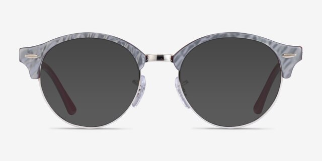 Ray-Ban RB4246V Clubround Wrinkled Gray On Bordeaux AcetateEyeglass Frames from EyeBuyDirect, with Tinted Lenses
