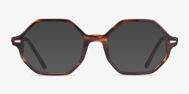 Ray-Ban RB5472 Britt Striped Tortoise AcetateEyeglass Frames from EyeBuyDirect, with Tinted Lenses