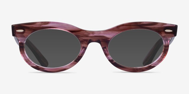 Ray-Ban RB2242V Wayfarer Oval Striped Clear Purple PlasticEyeglass Frames from EyeBuyDirect, with Tinted Lenses