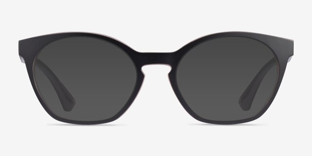 Oakley Tone Down Matte Clear Black PlasticEyeglass Frames from EyeBuyDirect, with Tinted Lenses