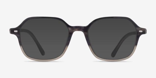 Ray-Ban RB5394 John Striped Gray Tortoise AcetateEyeglass Frames from EyeBuyDirect, with Tinted Lenses