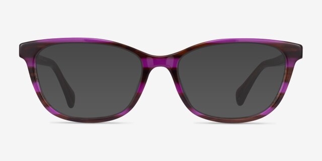 Ralph RA7133U Striped Brown Purple AcetateEyeglass Frames from EyeBuyDirect, with Tinted Lenses