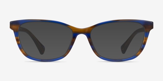 Ralph RA7133U Striped Brown Blue AcetateEyeglass Frames from EyeBuyDirect, with Tinted Lenses