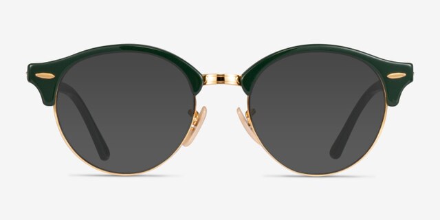 Ray-Ban RB4246V Clubround Green Gold AcetateEyeglass Frames from EyeBuyDirect, with Tinted Lenses