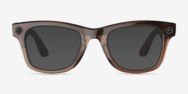 Ray-Ban Meta Wayfarer Shiny Warm Stone Plastic from EyeBuyDirect, with Tinted Lenses