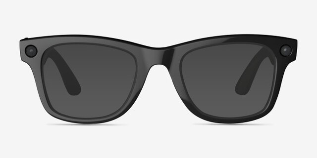 Ray-Ban Meta Wayfarer Shiny Black Plastic from EyeBuyDirect, with Tinted Lenses