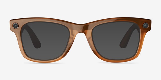 Ray-Ban Meta Wayfarer Shiny Caramel Plastic from EyeBuyDirect, with Tinted Lenses
