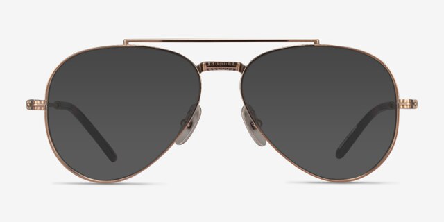 Ray-Ban RB8225V Aviator Rose Gold Tortoise TitaniumEyeglass Frames from EyeBuyDirect, with Tinted Lenses
