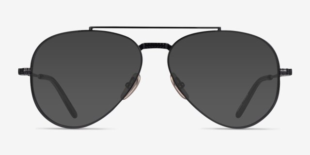 Ray-Ban RB8225V Aviator Shiny Black TitaniumEyeglass Frames from EyeBuyDirect, with Tinted Lenses