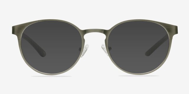 Outline Matte Silver & Wood Wood-textureEyeglass Frames from EyeBuyDirect, with Tinted Lenses