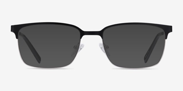 Manchester Black Silver MétalMontures de lunettes de vue d'EyeBuyDirect, Avec des Verres Teintés
