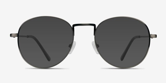 Shanghai Gunmetal MetalEyeglass Frames from EyeBuyDirect, with Tinted Lenses