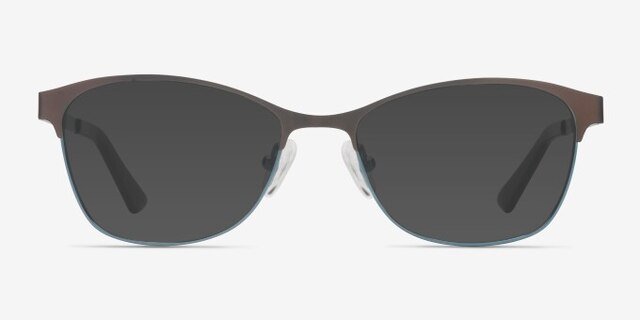 Sabrina Brown Blue MetalEyeglass Frames from EyeBuyDirect, with Tinted Lenses