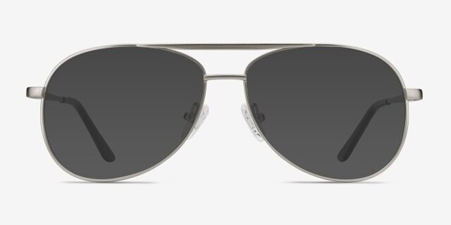 Discover Matte Silver MétalMontures de lunettes de vue d'EyeBuyDirect, Avec des Verres Teintés