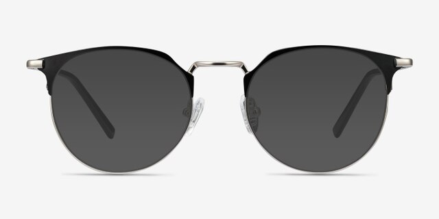 Veronica Black Silver MetalEyeglass Frames from EyeBuyDirect, with Tinted Lenses