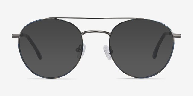 Earhart Blue Tortoise MetalEyeglass Frames from EyeBuyDirect, with Tinted Lenses