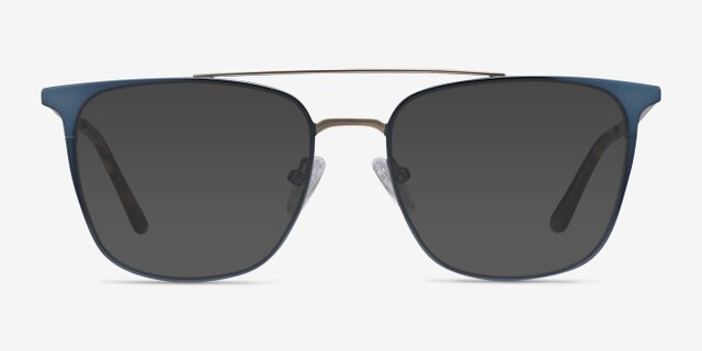 Contact Blue MetalEyeglass Frames from EyeBuyDirect, with Tinted Lenses
