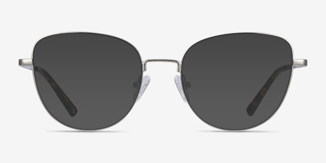 Clotilde Silver MetalEyeglass Frames from EyeBuyDirect, with Tinted Lenses
