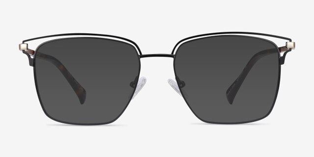 Hewitt Black Gold MetalEyeglass Frames from EyeBuyDirect, with Tinted Lenses