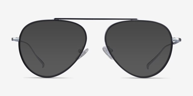 Cana Black  Silver MetalEyeglass Frames from EyeBuyDirect, with Tinted Lenses