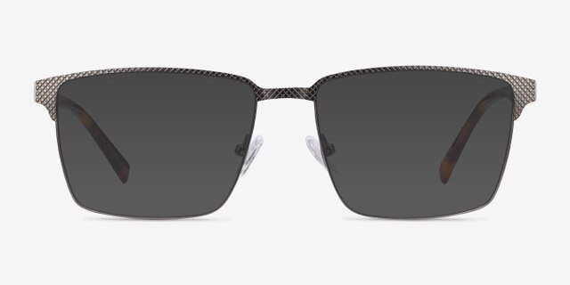 Douglas Gunmetal MetalEyeglass Frames from EyeBuyDirect, with Tinted Lenses