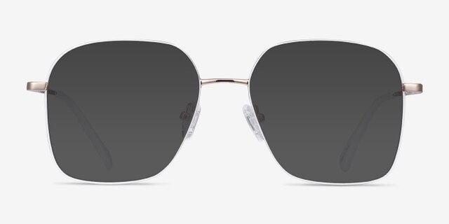 Arty White & Gold MétalMontures de lunettes de vue d'EyeBuyDirect, Avec des Verres Teintés