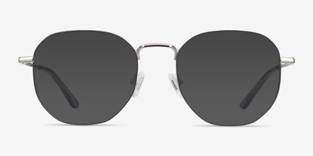 Ethan Navy & Silver MetalEyeglass Frames from EyeBuyDirect, with Tinted Lenses