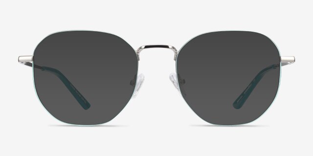 Ethan Mint & Silver MétalMontures de lunettes de vue d'EyeBuyDirect, Avec des Verres Teintés