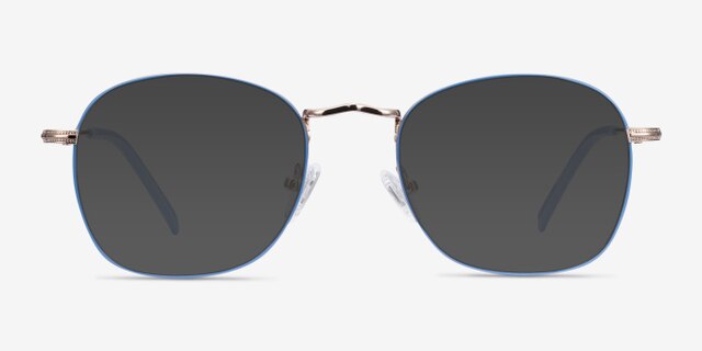 Keith Blue & Gold MetalEyeglass Frames from EyeBuyDirect, with Tinted Lenses