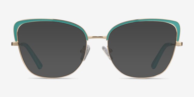 Marina Aqua Gold MetalEyeglass Frames from EyeBuyDirect, with Tinted Lenses