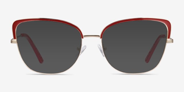 Marina Red & Gold MétalMontures de lunettes de vue d'EyeBuyDirect, Avec des Verres Teintés